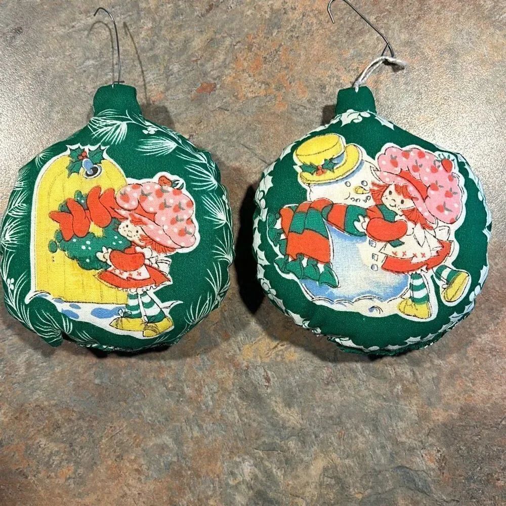 Vintage Strawberry Shortcake Christmas Ornament Set of 2